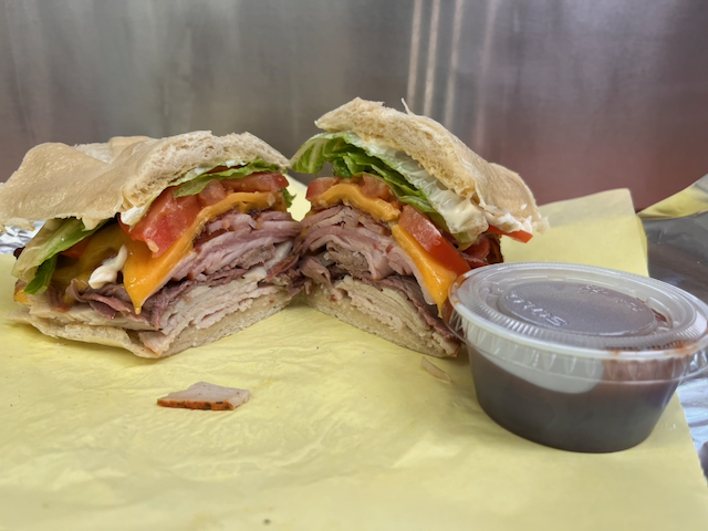 Stacked deli sandwich